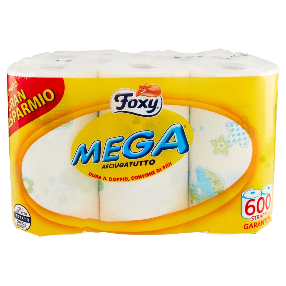 Foxy Mega Asciugatutto 2 veli decorato 6 maxi rotoli